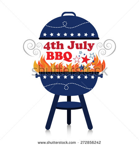 Smoky Fiery Bbq Grill With 4Th July American Independence Day Design. - 4th Of July Bbq, Transparent background PNG HD thumbnail