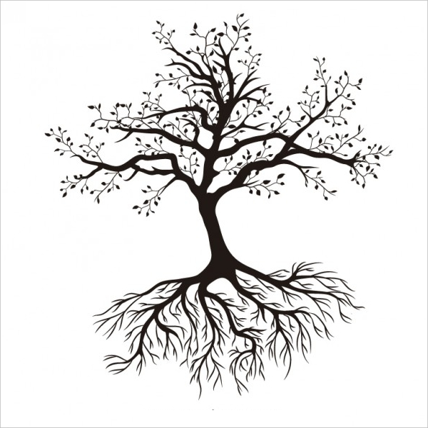 Silhouette Tree With Roots - A Dying Tree, Transparent background PNG HD thumbnail
