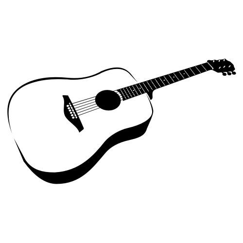 Hand Traced Black U0026 White Guitar - Acoustic Guitar Black And White, Transparent background PNG HD thumbnail