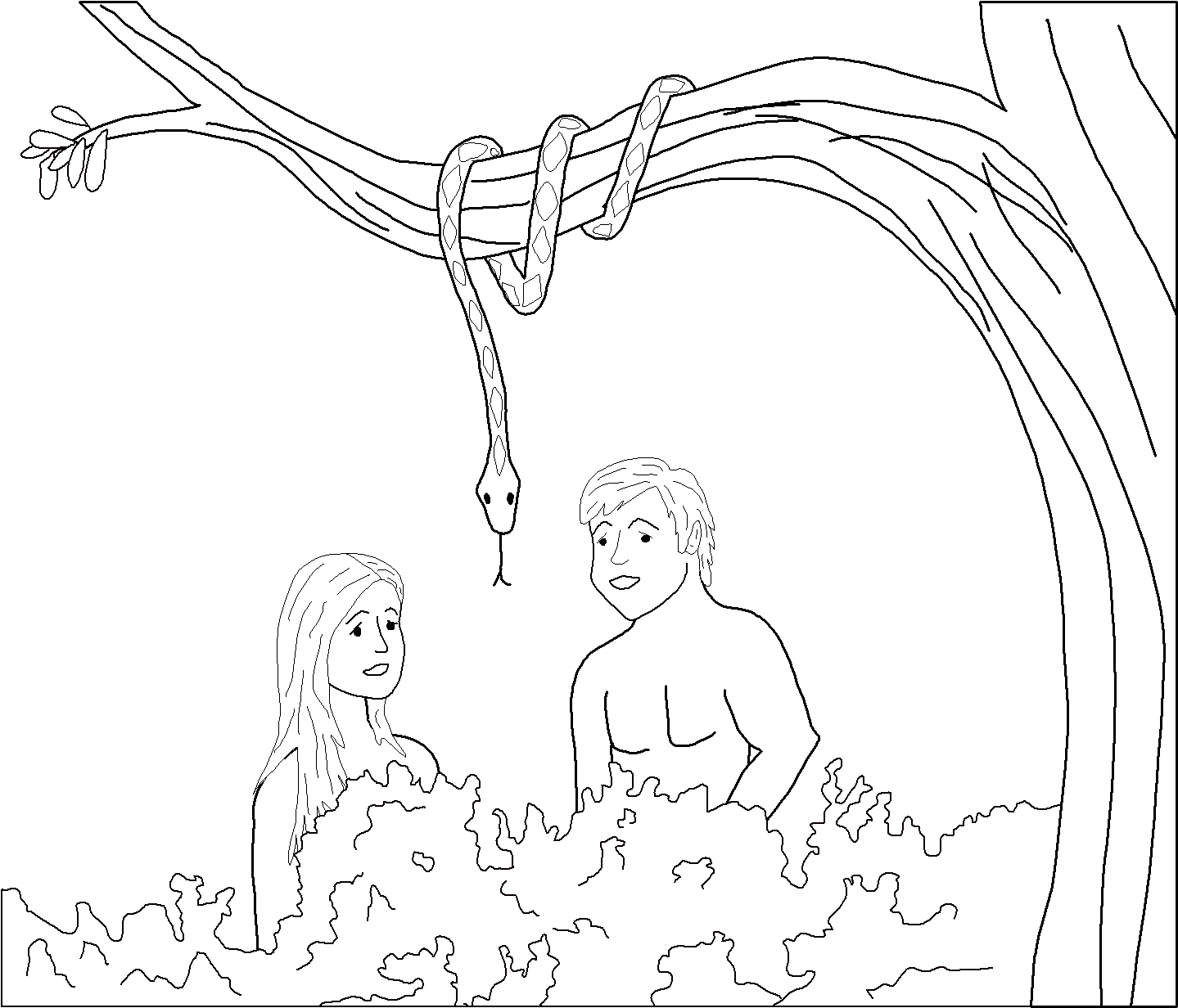 11 Pics Of Adam And Eve Bible Coloring Pages   Adam And Eve - Adam And Eve Black And White, Transparent background PNG HD thumbnail