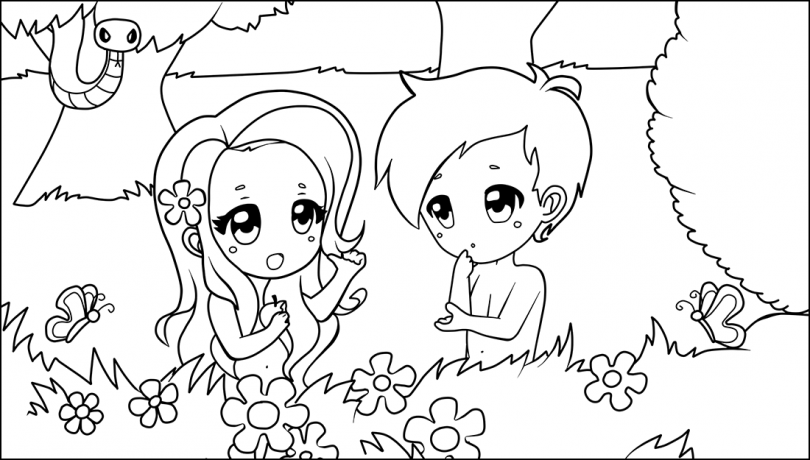 Adam And Eve And The Two Trees - Adam And Eve Black And White, Transparent background PNG HD thumbnail
