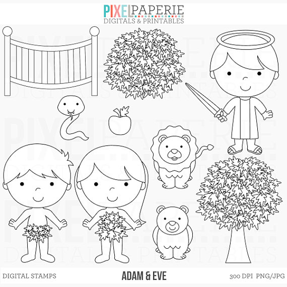 Adam And Eve Clip Art 58 - Adam And Eve Black And White, Transparent background PNG HD thumbnail