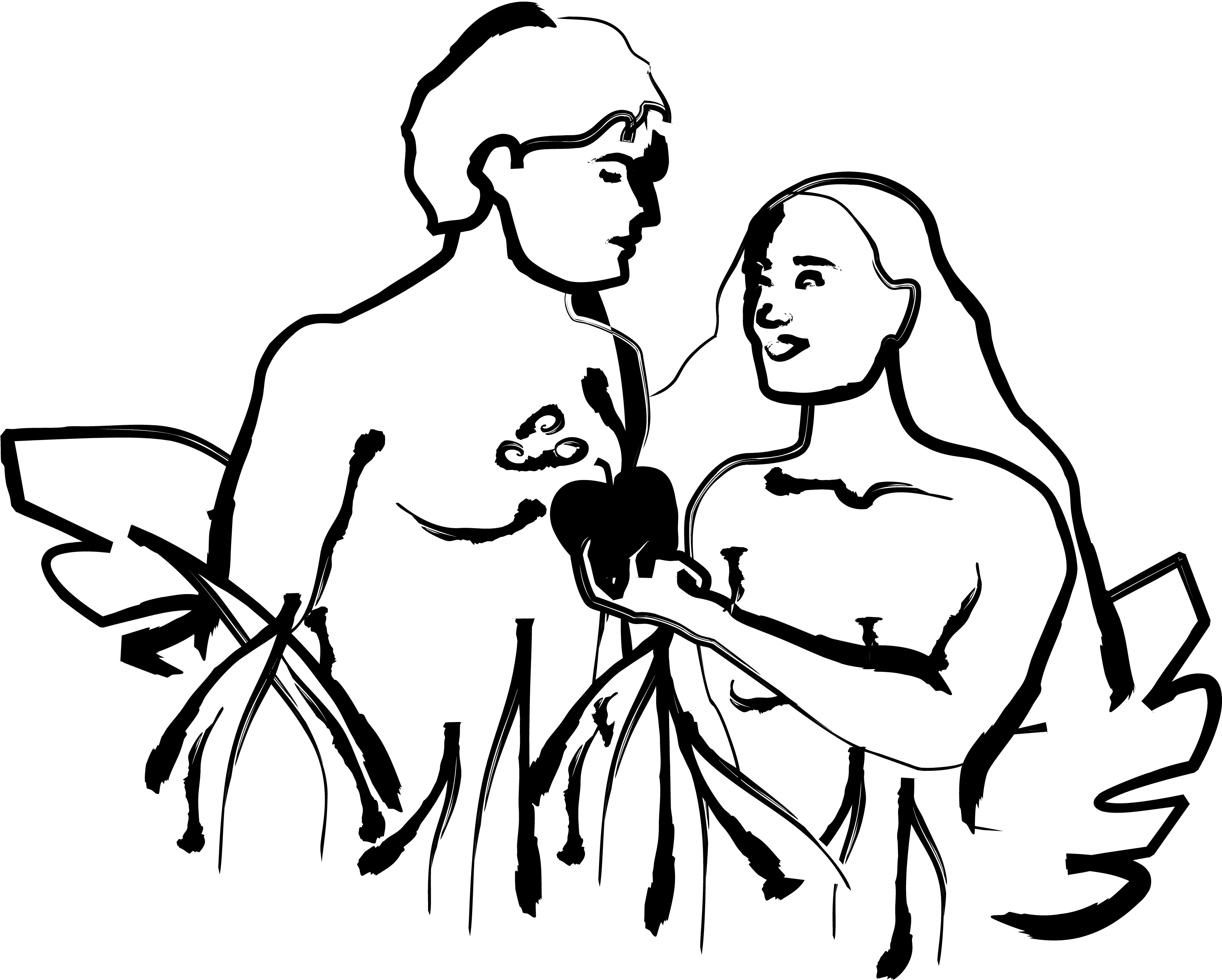 Christian Genesis Clipart - Adam And Eve Black And White, Transparent background PNG HD thumbnail