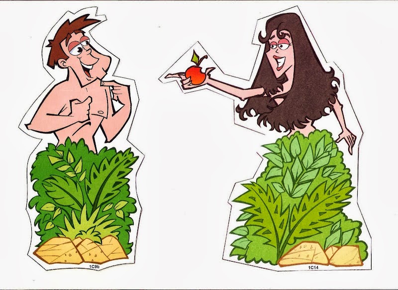 Adán y Eva, Cartoon, Pintado