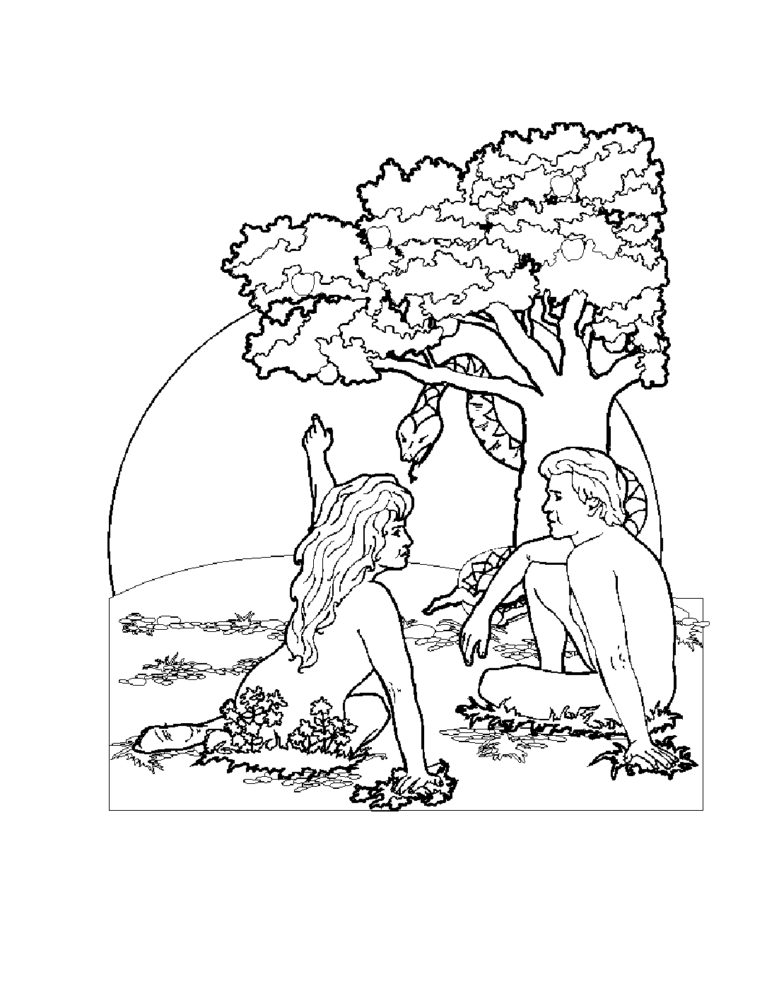 Adam, Eve and the snake under