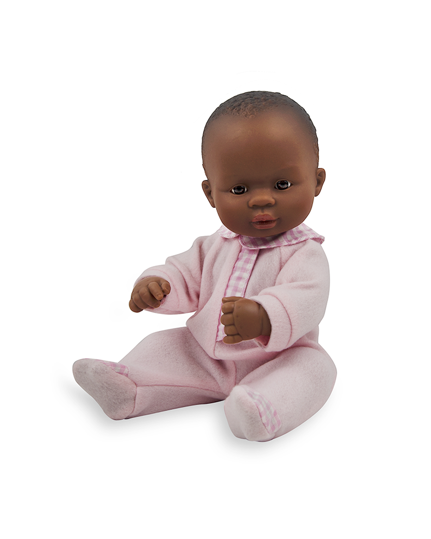 Newborn African Girl Doll In Sleeper - African American Baby, Transparent background PNG HD thumbnail