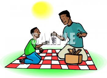 Father And Son Eating Grapes On A Picnic - African American Dad, Transparent background PNG HD thumbnail