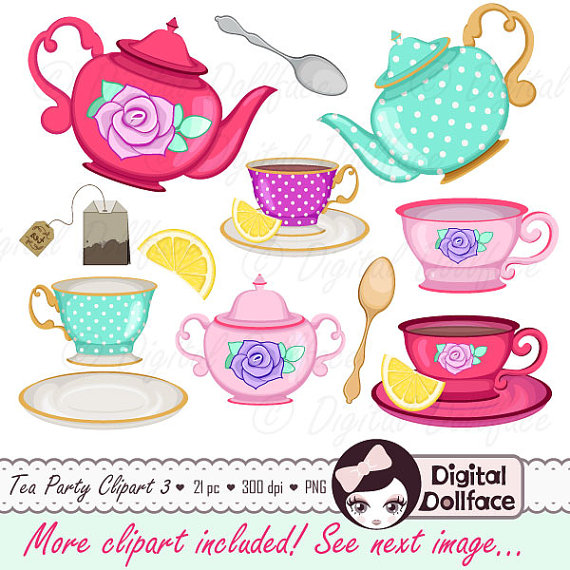 Tea Cup Clip Art, Tea Party Bridal Shower Clipart, High Tea, Teapot, Tea Set - Afternoon Tea Party, Transparent background PNG HD thumbnail