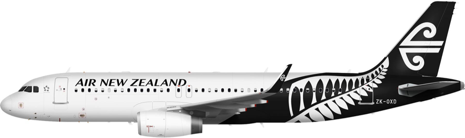 Airbus A320 (International) - Air New Zealand, Transparent background PNG HD thumbnail