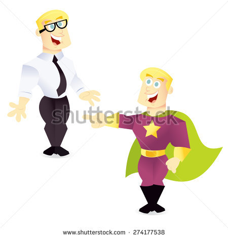 A Cartoon Vector Illustration Of A Regular Office Guy And His Superhero Alter Ego. - Alter Ego Vector, Transparent background PNG HD thumbnail