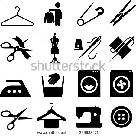 Laundry, Alterations, Dry Cleaning And Sewing Icons - Altered Black Vector, Transparent background PNG HD thumbnail