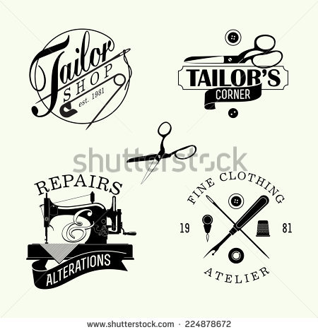 Vector Set Of Black And White Stylish Tailor Shop, Cloth Repair And Alteration Shop And - Altered Black Vector, Transparent background PNG HD thumbnail
