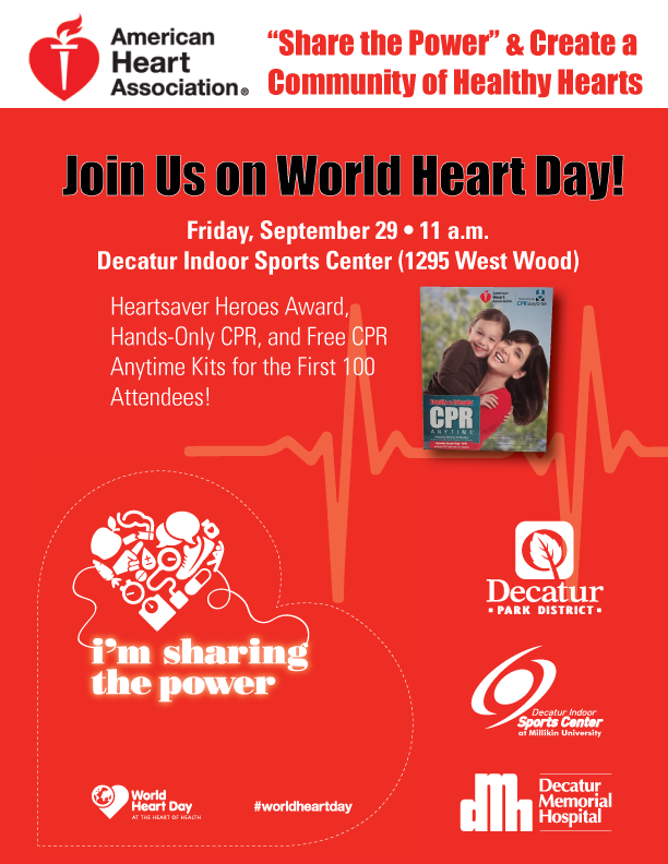 On World Heart Day, The American Heart Association, Decatur Indoor Sports Center (Disc), And Decatur Memorial Hospital Will U201Cshare The Poweru201D To Inspire Hdpng.com  - American Heartsaver Day, Transparent background PNG HD thumbnail