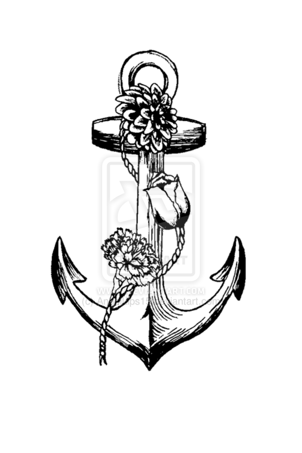 Flowers N Rope Anchor Tattoo Design - Anchor Tattoos, Transparent background PNG HD thumbnail