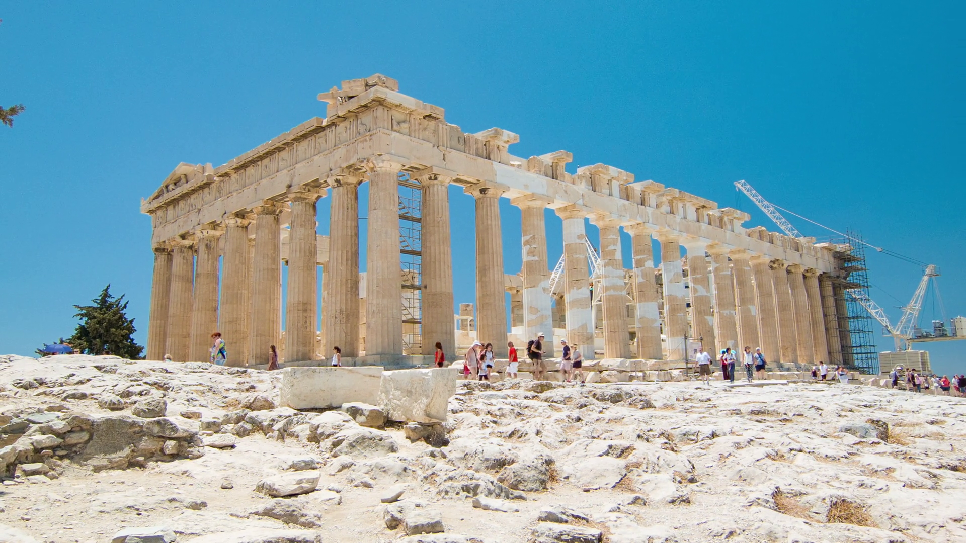 The Parthenon At The Acropolis In Athens Greece Side Angle View With Visitors Sightseeing The Iconic Ancient Greek Hilltop Temple Monument Stock Video Hdpng.com  - Ancient Greece, Transparent background PNG HD thumbnail