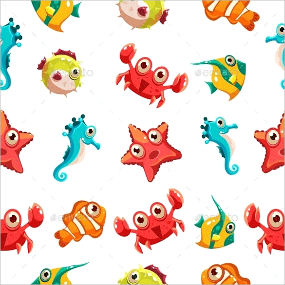 Kids Seamless Pattern With Sea Life - Animal For Kids, Transparent background PNG HD thumbnail