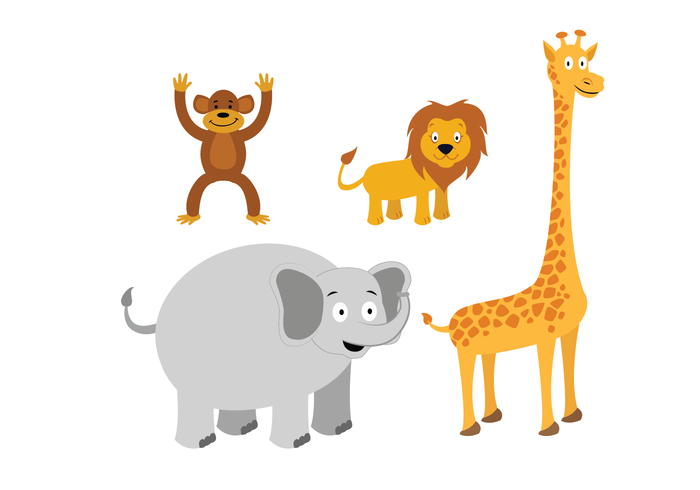 Animal Vectors: Lion, Monkey, Giraffe, Elephant - Animal Vector, Transparent background PNG HD thumbnail