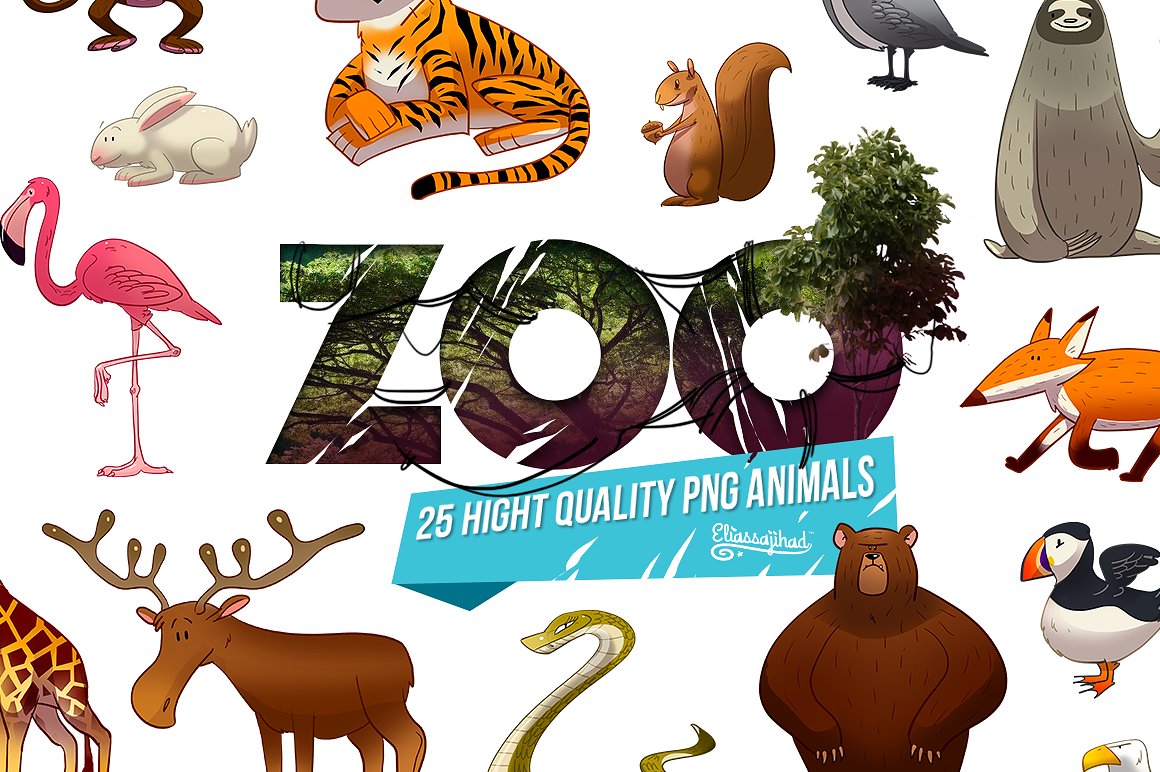12 Free Vector Zoo Animals