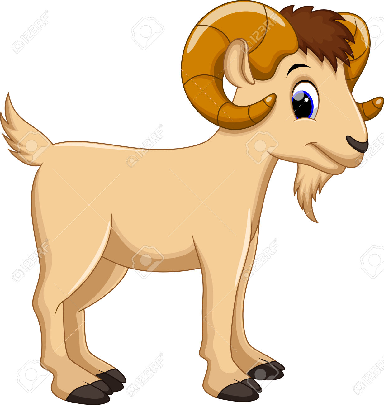 Cute Cartoon Goat Clipart #1 - Animated Goat, Transparent background PNG HD thumbnail