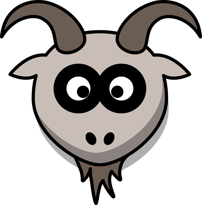 Goat Head Cartoon Gray Animal Mountains - Animated Goat, Transparent background PNG HD thumbnail