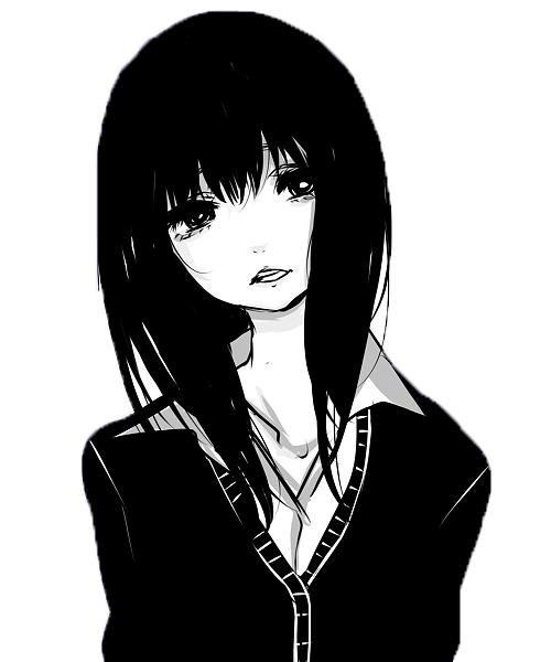 Anime Girl Png - Anime Black And White, Transparent background PNG HD thumbnail