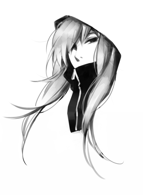 File:anime Girl Black And White Cute Hood  - Anime Black And White, Transparent background PNG HD thumbnail