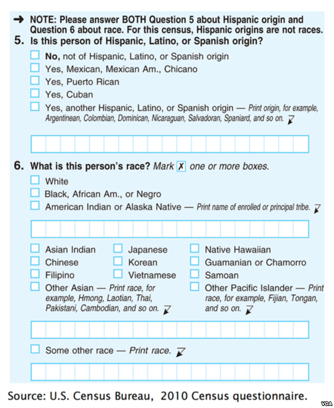 On the 2010 census form, the 
