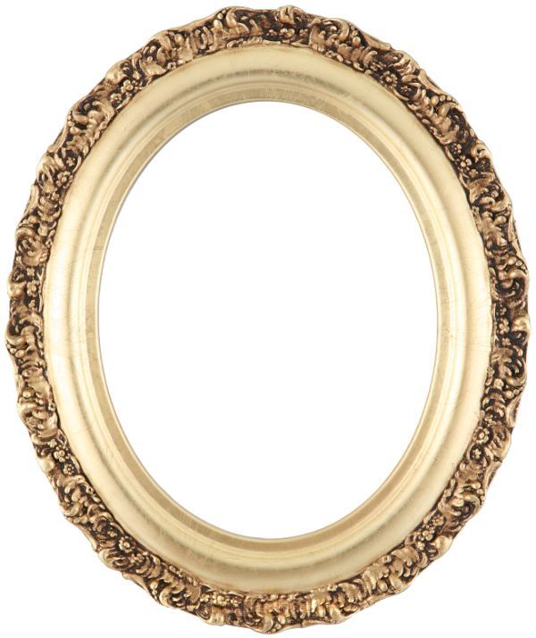 Mia Gold Leaf Oval Picture Frame - Antique Oval Frame, Transparent background PNG HD thumbnail