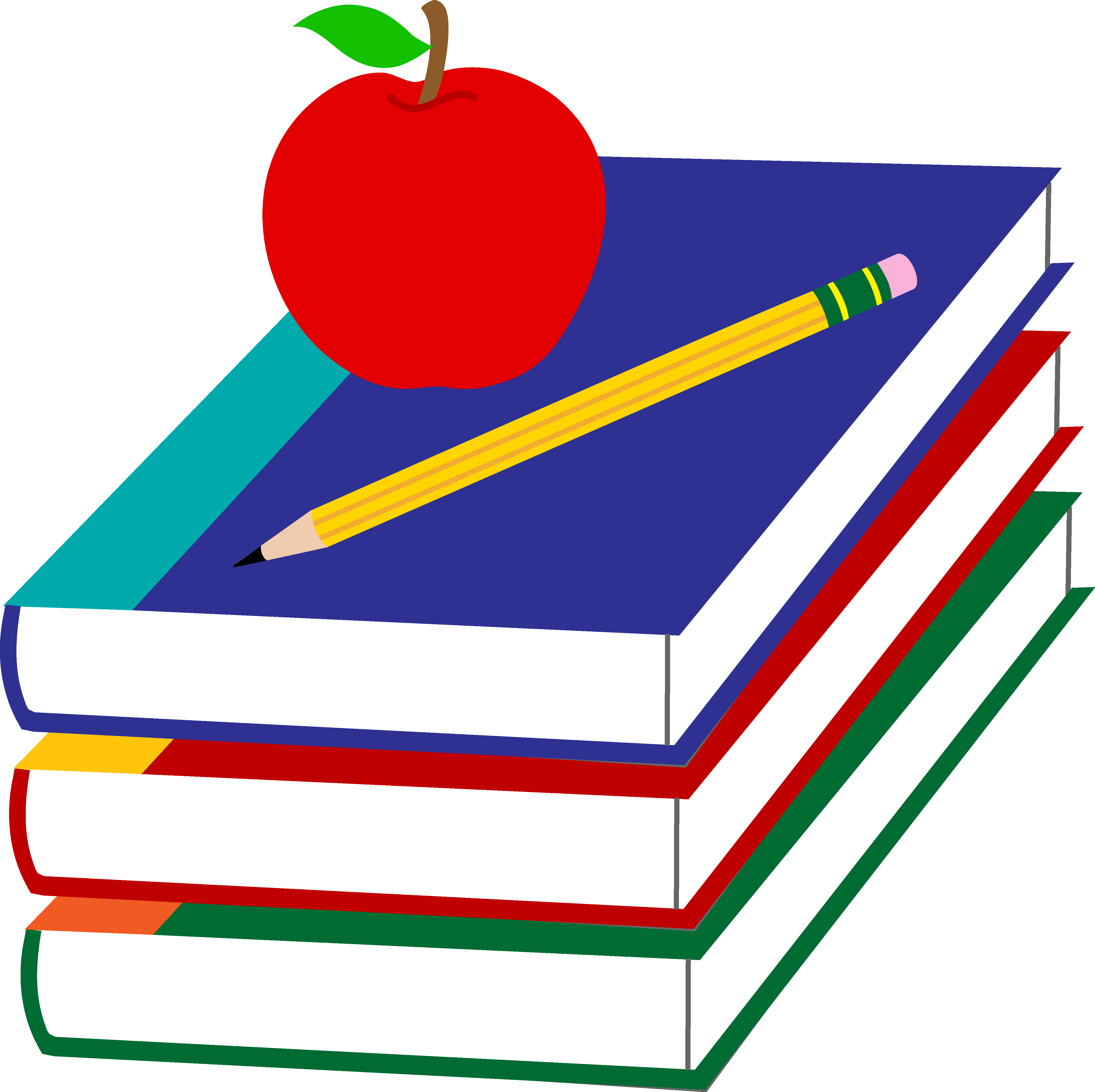 Book Clipart: Apple And Books Clipart - Apple And Book, Transparent background PNG HD thumbnail