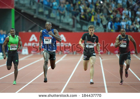 Saint Denis, France   July 8, 2011   Usain Bolt And Christophe Lemaitre - Areva Vector, Transparent background PNG HD thumbnail