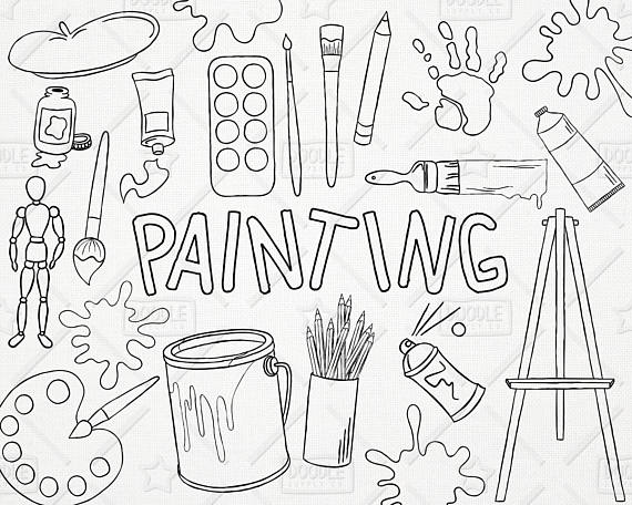 Doodle Painting Vector Pack, Art Clipart, Hobby Clipart, Painter Clipart, Art Class Clipart, Painting Tools,art Class Graphics, Svg,png File From Hdpng.com  - Art Class Black And White, Transparent background PNG HD thumbnail