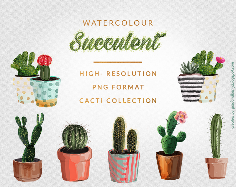 Freebies Free Watercolor Succulent Cactus Clip Art  Collection Digital Watercolor Painting Wedding Individual Free High Res Png Files Goldandberry Blog Gold  Hdpng.com  - Art, Transparent background PNG HD thumbnail