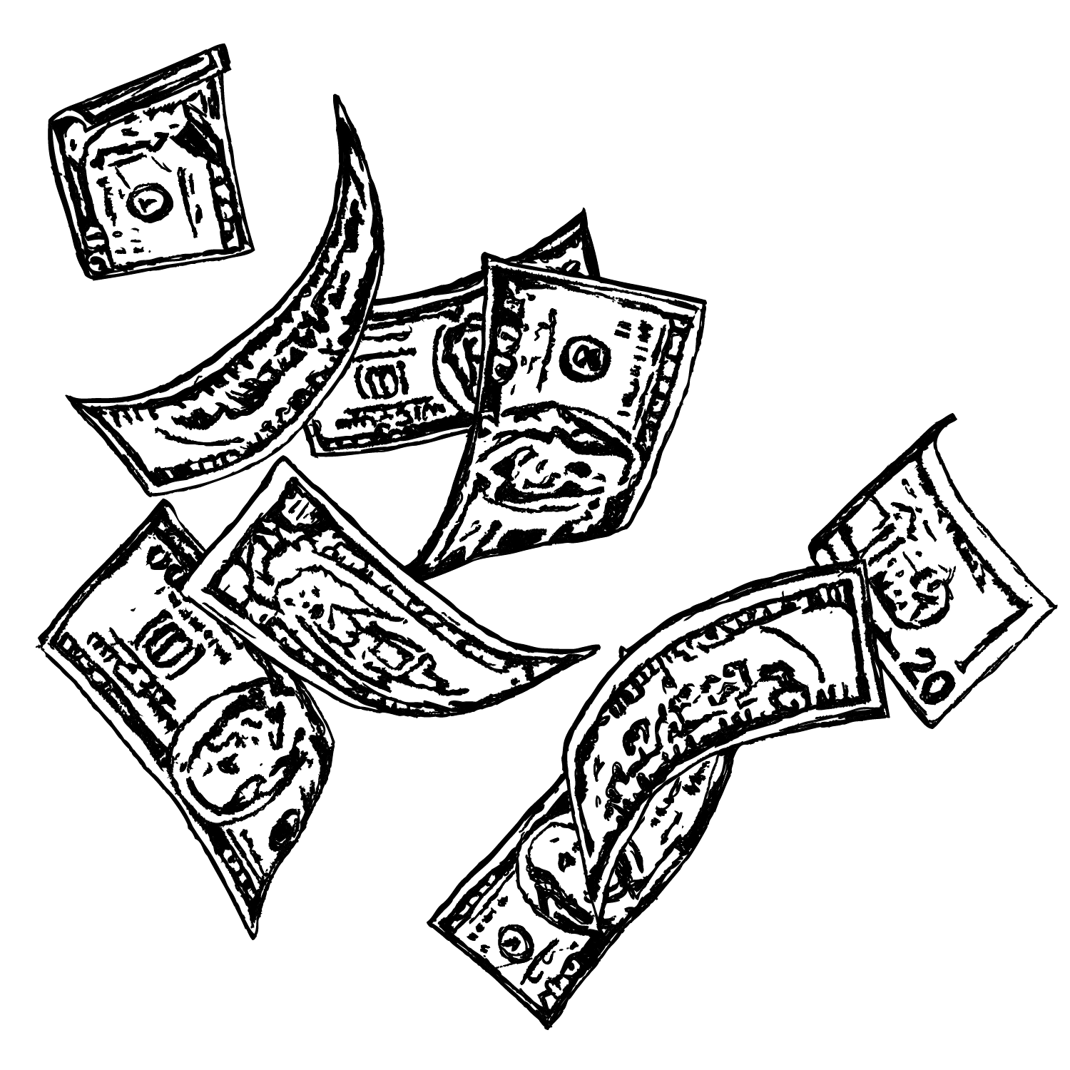 Money Tree - Art Black And White, Transparent background PNG HD thumbnail