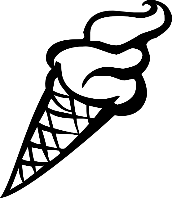 Food Ice Cream Cone Eis Black White Line Art 555Px.png - Arts And Crafts Black And White, Transparent background PNG HD thumbnail