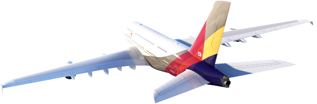 A380 - Asiana Airlines, Transparent background PNG HD thumbnail