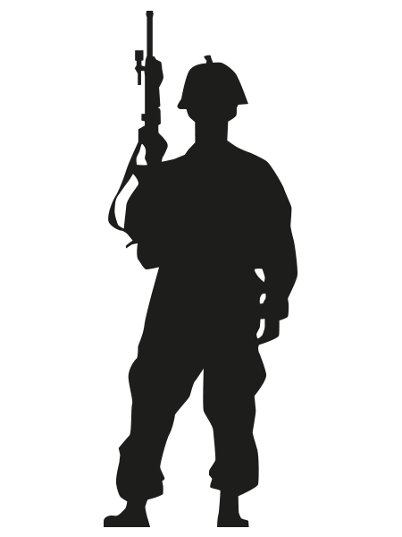 Silahıyla Asker Silüeti - Asker, Transparent background PNG HD thumbnail