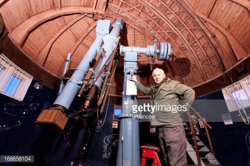An Astronomer Standing Next To A Telescope In A Dome At The Norman Lockyer Observatory, - Astronomers At Work, Transparent background PNG HD thumbnail