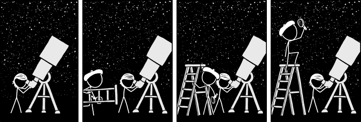 An astronomer standing next t