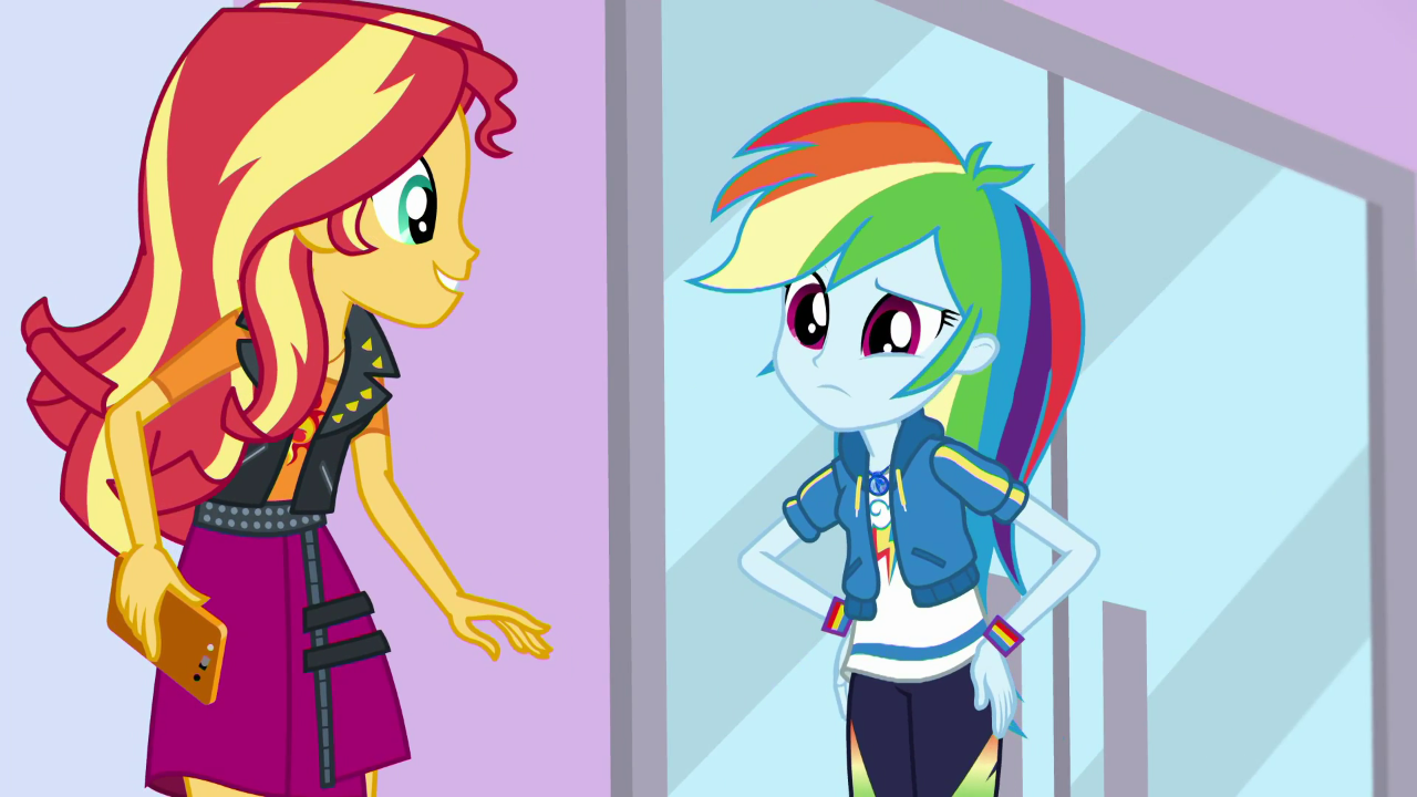 Rainbow Dash Meets Sunset Shimmer At The Mall Egds2.png - At The Mall, Transparent background PNG HD thumbnail