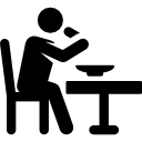 Boy eating in a restaurant