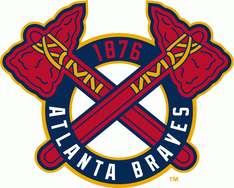 Atlanta Braves Alternate Logo (2012)   Crossed Tomahawks On A Blue Circle With Atlanta - Atlanta Braves, Transparent background PNG HD thumbnail