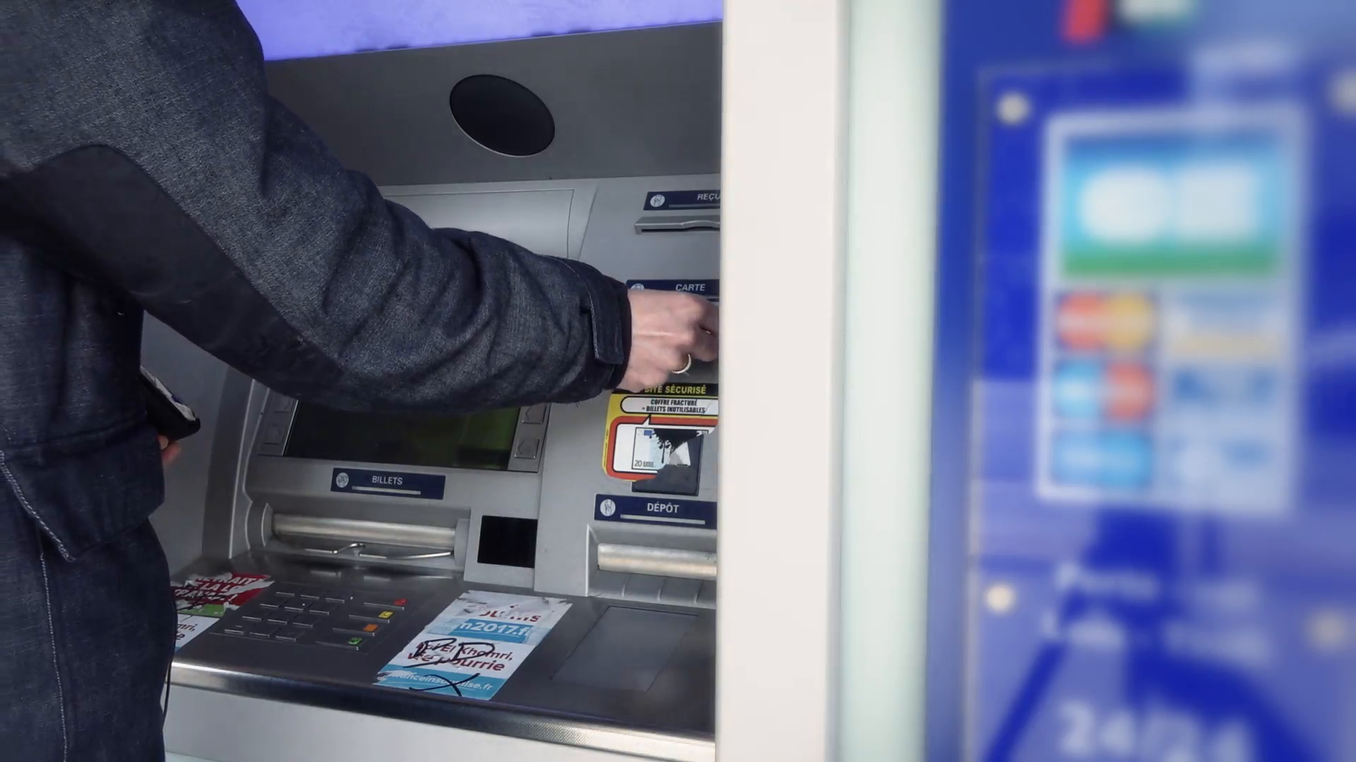 Man Withdraws Cash From Atm Machine In Paris, France Stock Video Footage   Videoblocks - Atm, Transparent background PNG HD thumbnail