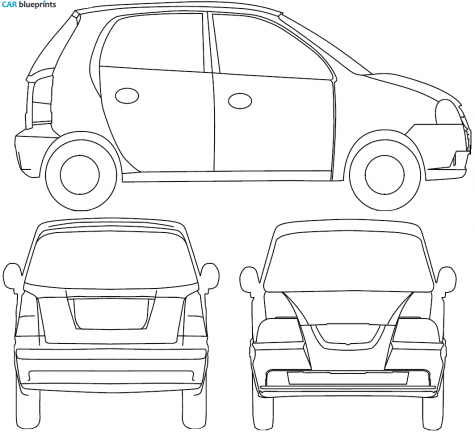 2008 Hyundai Atos Prime Hatchback Blueprint - Atos Vector, Transparent background PNG HD thumbnail