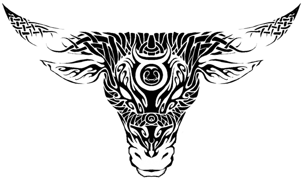 Attractive Black Taurus Zodiac Sign Tattoo Stencil By Zachlost - Zodiac Tattoos, Transparent background PNG HD thumbnail