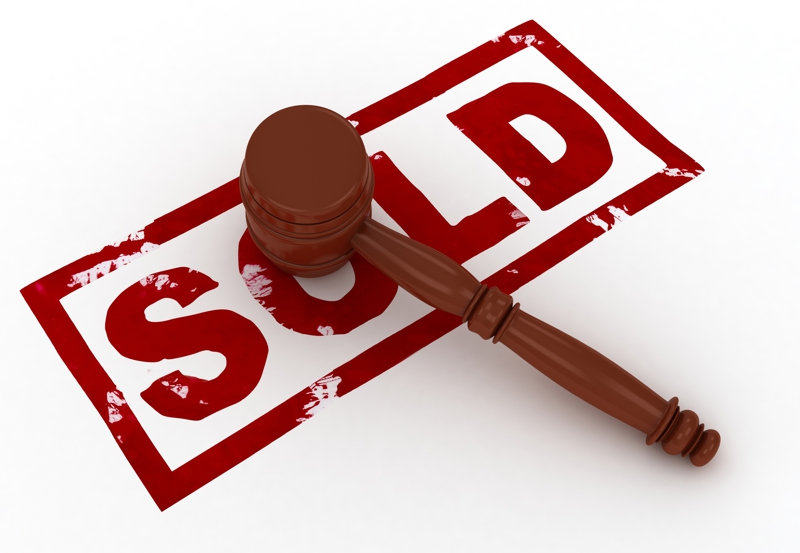 3D Illustration Of A Gavel Placed Above The Word Sold - Auction Sign, Transparent background PNG HD thumbnail