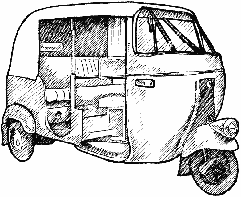 Auto Rickshaw PNG Black And White - Auto Rickshaw Clipart 