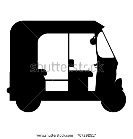 Auto Rickshaw Icon Isolated On White. Tuk Tuk Illustration - Auto Rickshaw Black And White, Transparent background PNG HD thumbnail