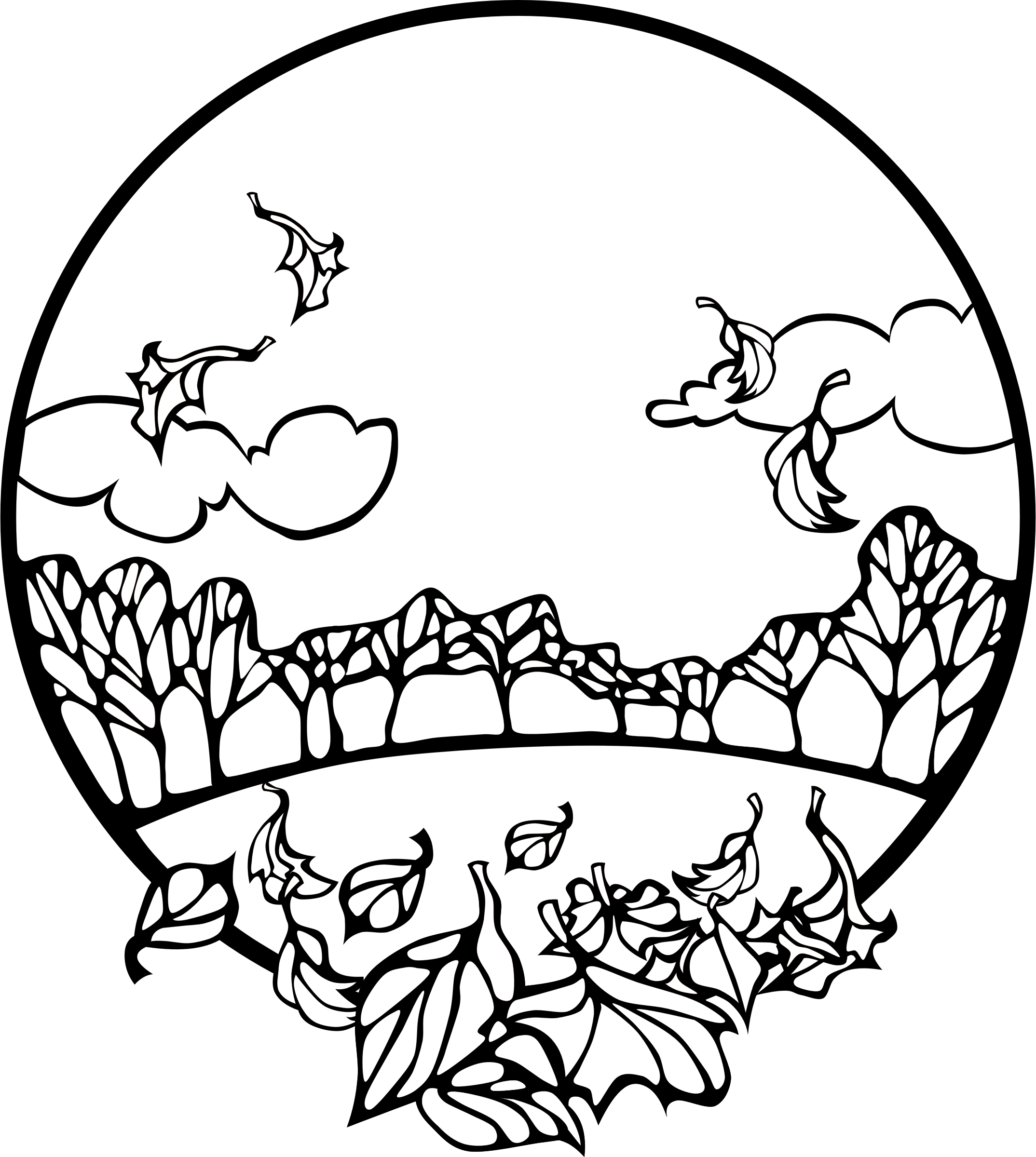 Autumn Black And White Clipart · Fall Scene Clipart - Autumn Black And White, Transparent background PNG HD thumbnail