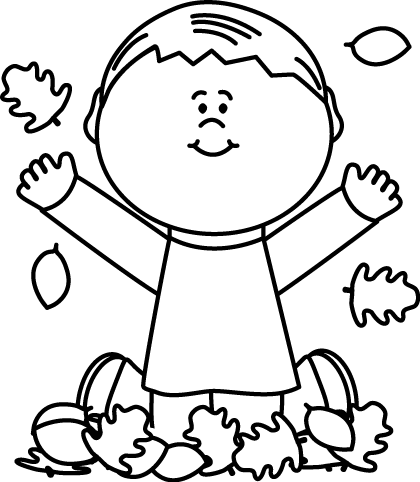 Black And White Boy Playing In Leaves - Autumn Black And White, Transparent background PNG HD thumbnail