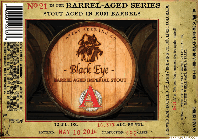 Avery Black Eye Rum Barrel Aged Imperial Stout - Avery Black, Transparent background PNG HD thumbnail